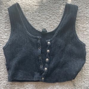Black Buttoned-Up Crop Top